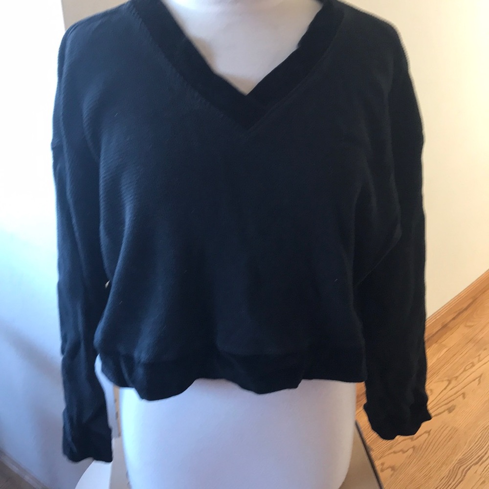 Thermal velour trim crop top